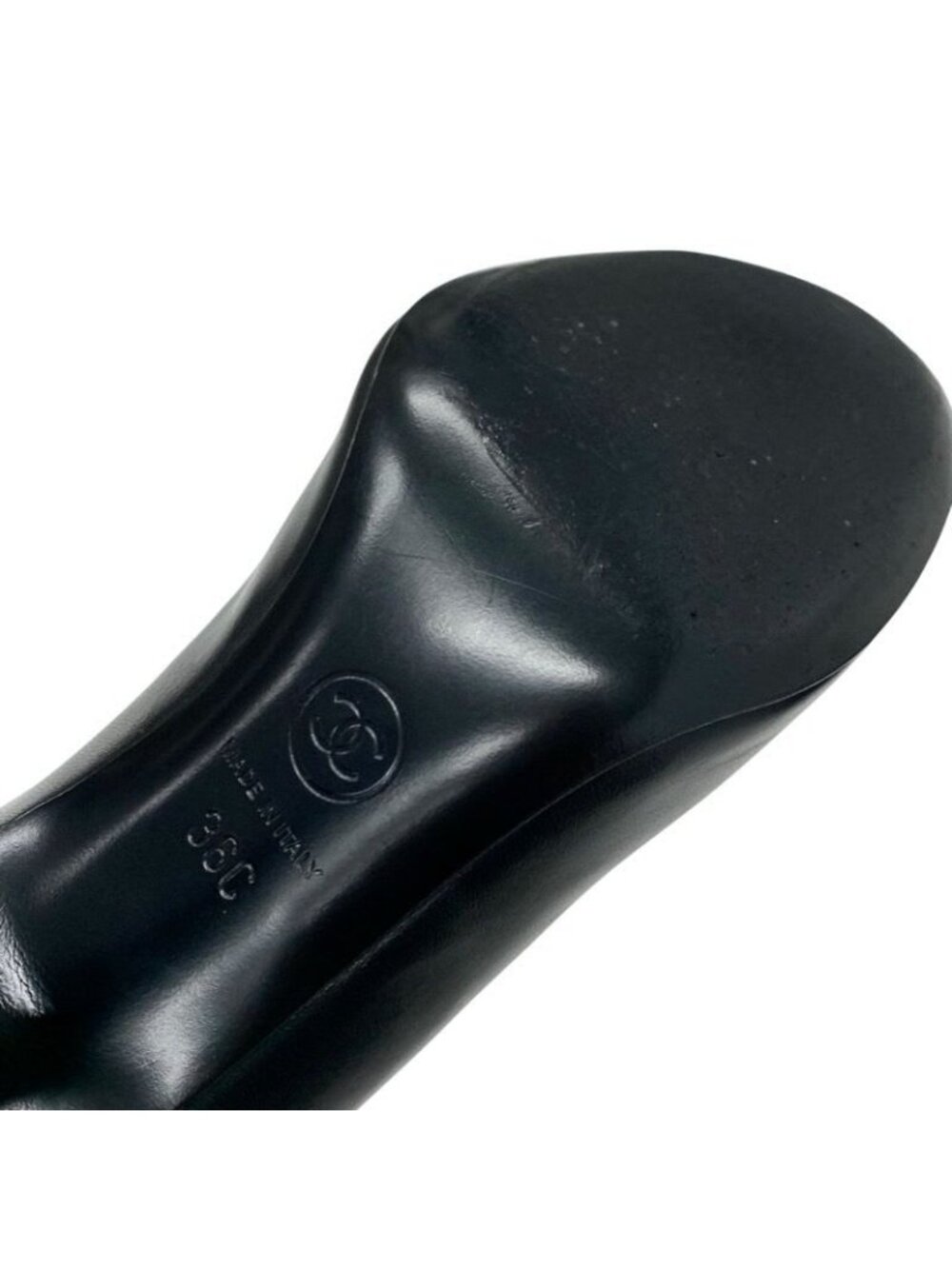 Chanel Boots Short Shoes Leather Fabric Black Coco Mark Pearl - Picture 8 of 10